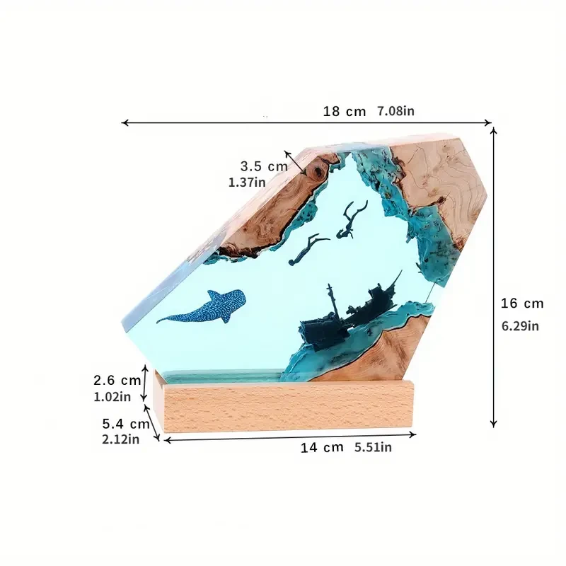 Corsair Resin Lamp, Solid Wood Variable Light Night Light