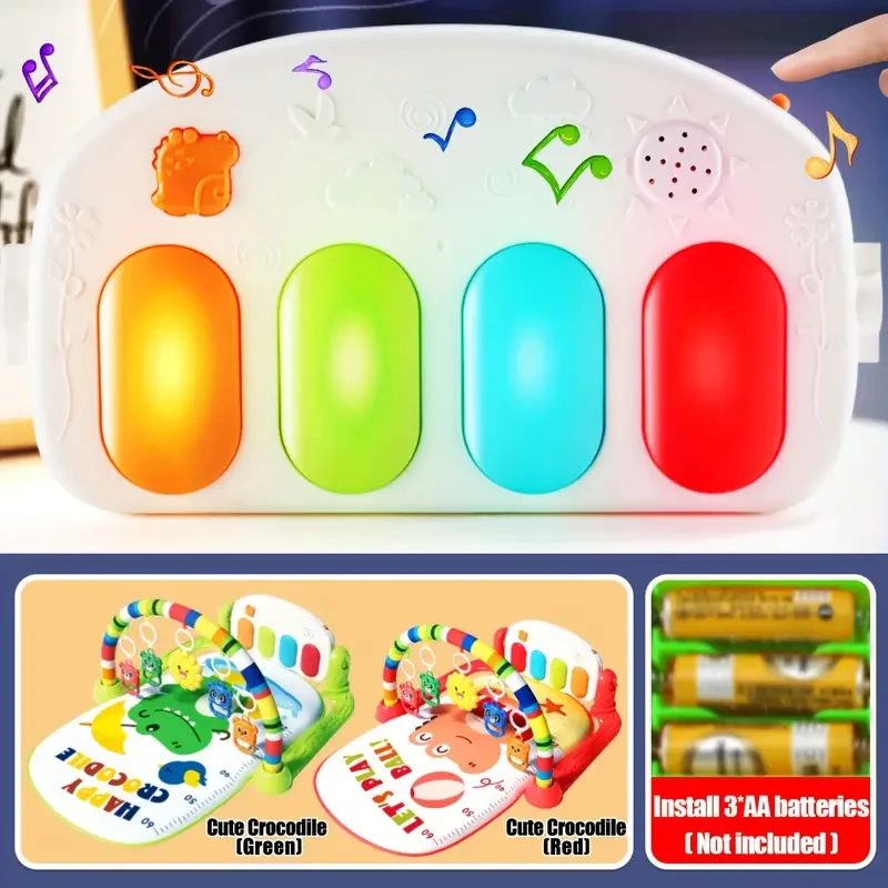 Infant Play Gym with Music - Interactive Baby Activity Mat with Piano, Assembly Required, Educational Play Center for Ages 0-3 Years, Tummy Time Exercise Pad with Random Color Accessories, Gift Idea