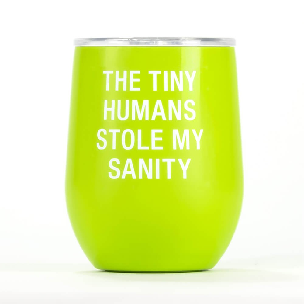 Thermal Wine Tumbler: Tiny Humans (Green)