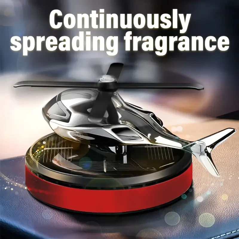 Solar-Powered Helicopter-Shaped Car Air Freshener, High-Quality Metal Auto Diffuser