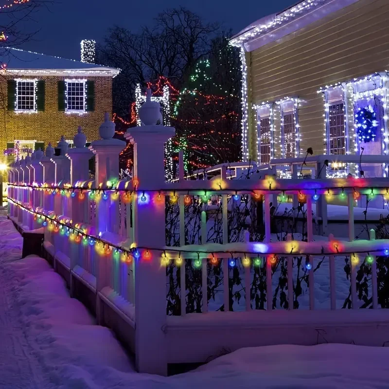 1pc Vibrant Multicolored Solar String Lights - 30 LED Crystal Balls, 6.5m, 8 Modes