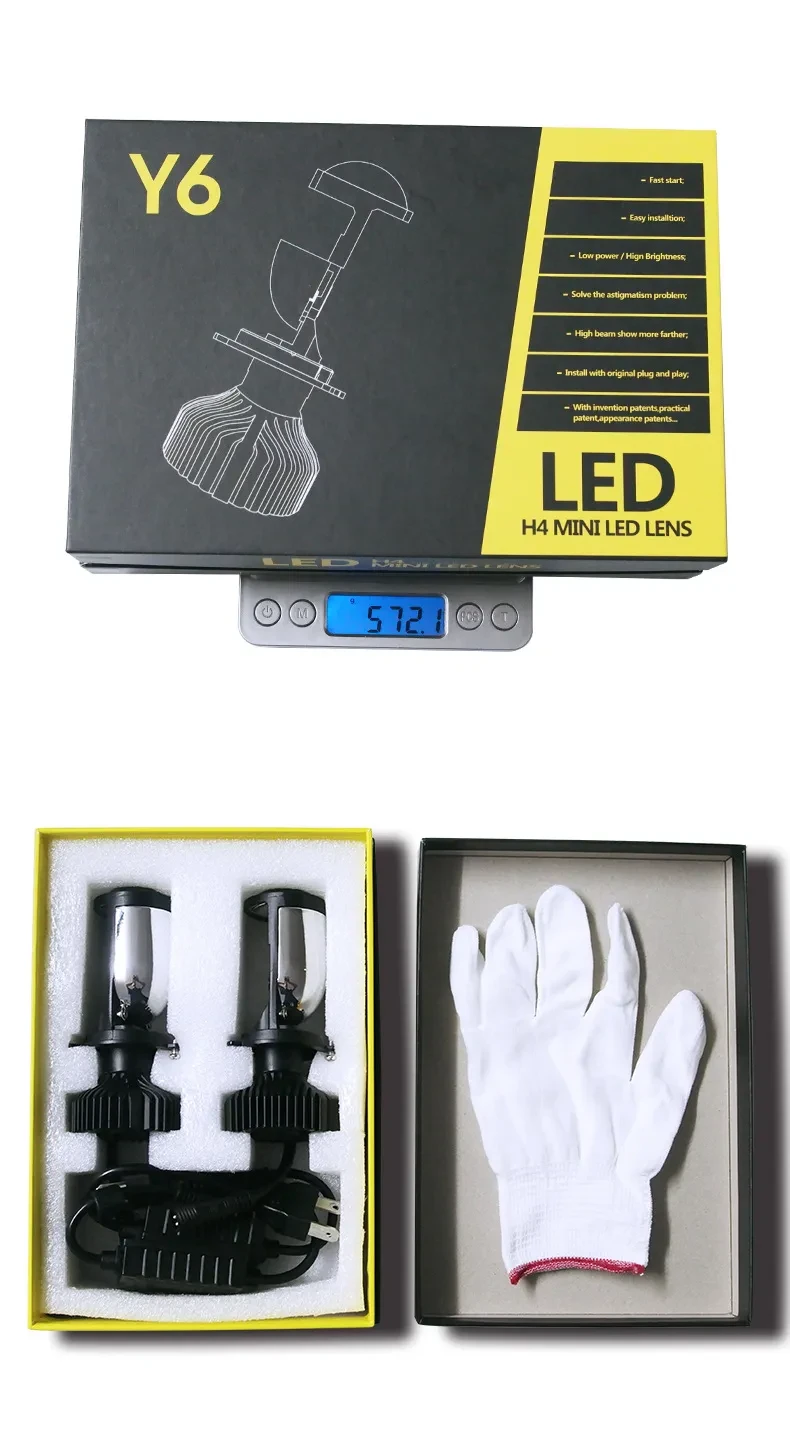 Car Fisheye Convex Lens Headlight Motorcycle Headlight Far And Near One Super Bright