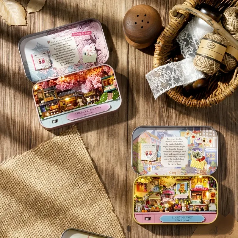 Dollhouse Box Miniature Dollhouse DIY Small House Kit Making Room Toys, Home Bedroom Decorations With Furniture Wooden Crafts Stereo Puzzle Girls, Halloween/Thanksgiving Day/Christmas gift