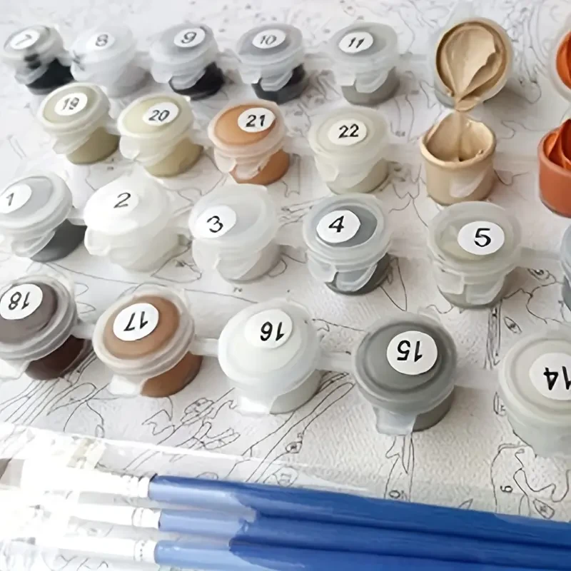 Paint By Number Kit on Canvas 40x50 cm (with Wooden Frame) - Sunset City Scene