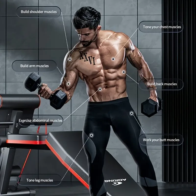 ADKING 13-in-1 Foldable Dumbbell Bench - Adjustable Sit-Up Aid & Strength Trainer