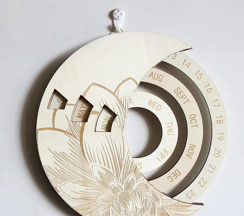 Wooden Wall Calendar Custom Round Perpetual Calendar