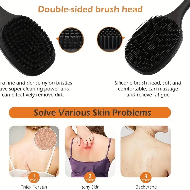 Back Scrubber For Shower, Long Handle Bath Shower Brush
