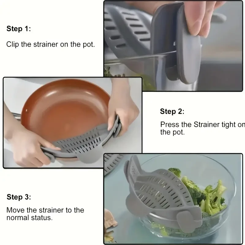 Silicone Pot Strainer Adjustable Silicone Clip