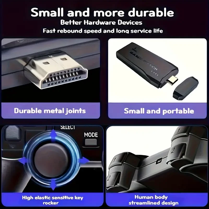 Retro Wireless Game Console with 2.4GHz Controllers, 64GB, 9 Emulators, USB Charging, TV HD Plug & Play System, ESRB Mature, Multiplayer Arcade Gaming, Supports Simulator & Expansion