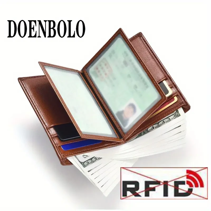 Men's Leather Wallet Anti-theft RFID Blocking