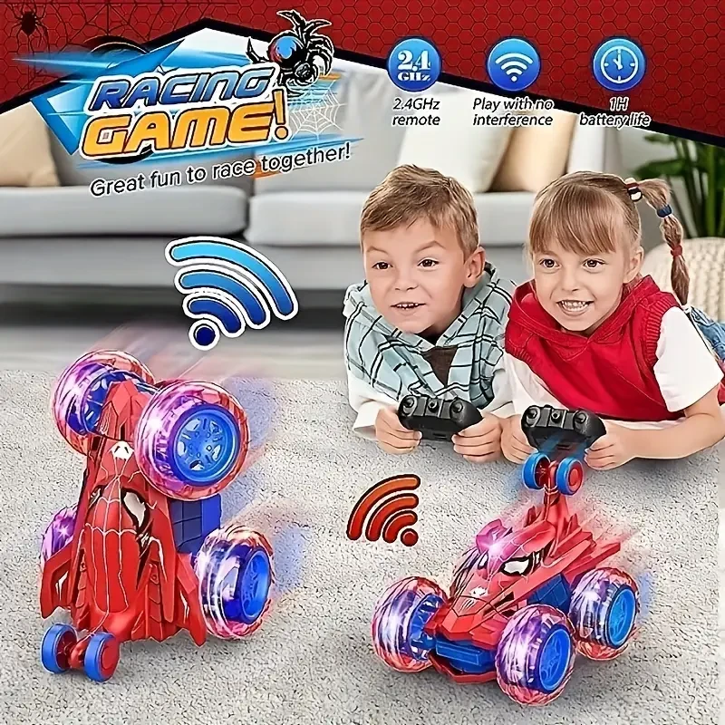 Remote Control Stunt Car Toy with LED Wheels - 360