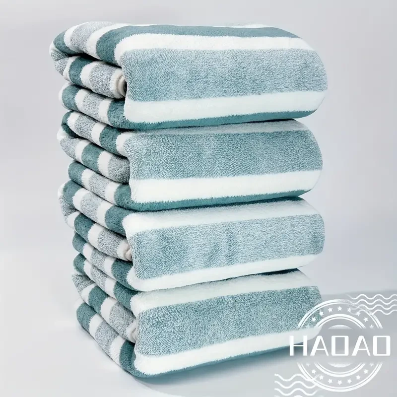 Striped Bath Towel Set Absorbent