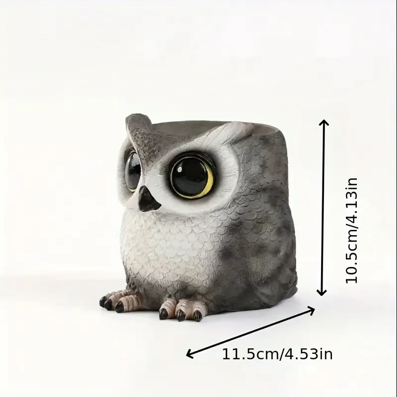 Charming Owl-Shaped Resin Pen Holder