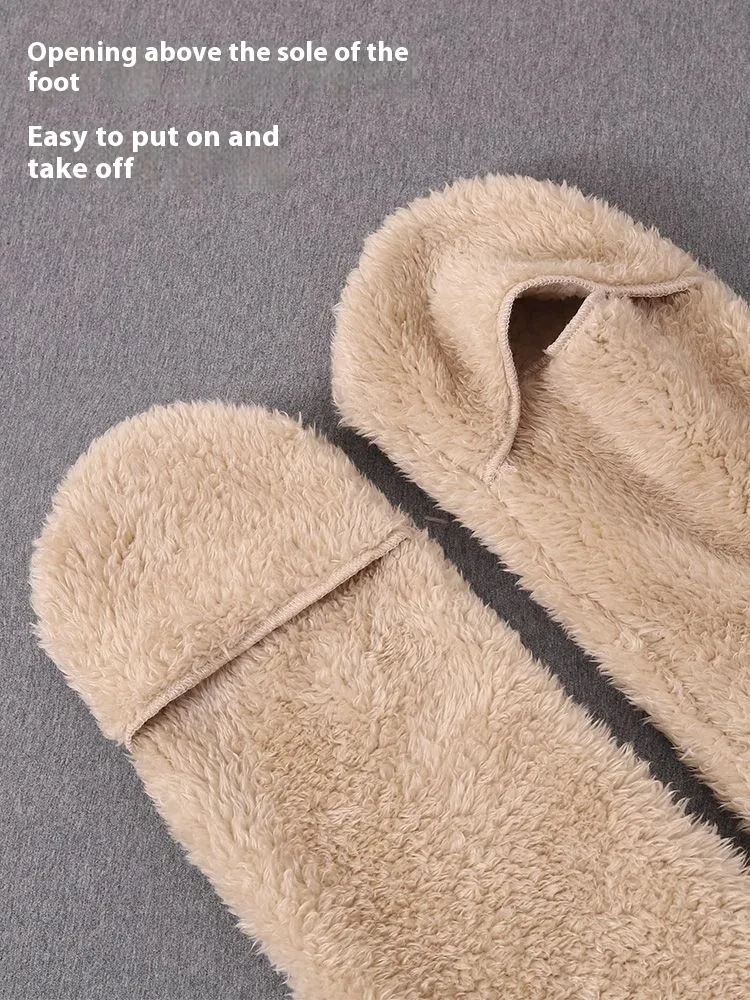 Womens Coral Fleece Leggings  Winter Warm Pajama Pants with Ankle & Knee Guard