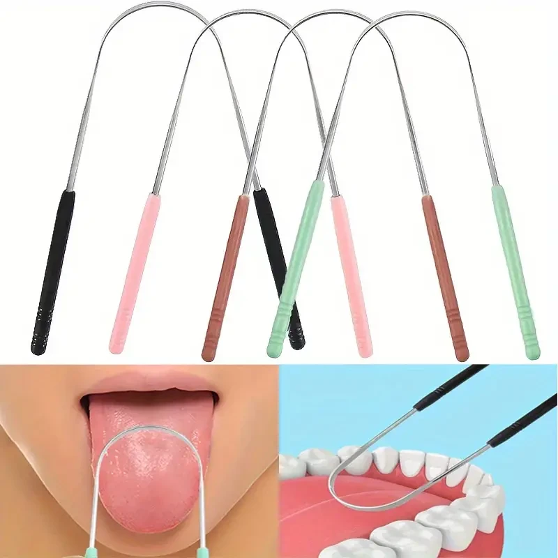 Reusable Stainless Steel Tongue Scraper - Comfort Grip Oral Care Tool