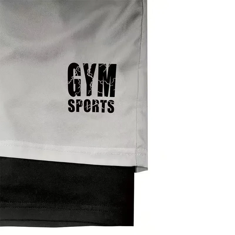 Gradient Color Double Layer Anti-Exposure Elastic Breathable Knee-Length Pants