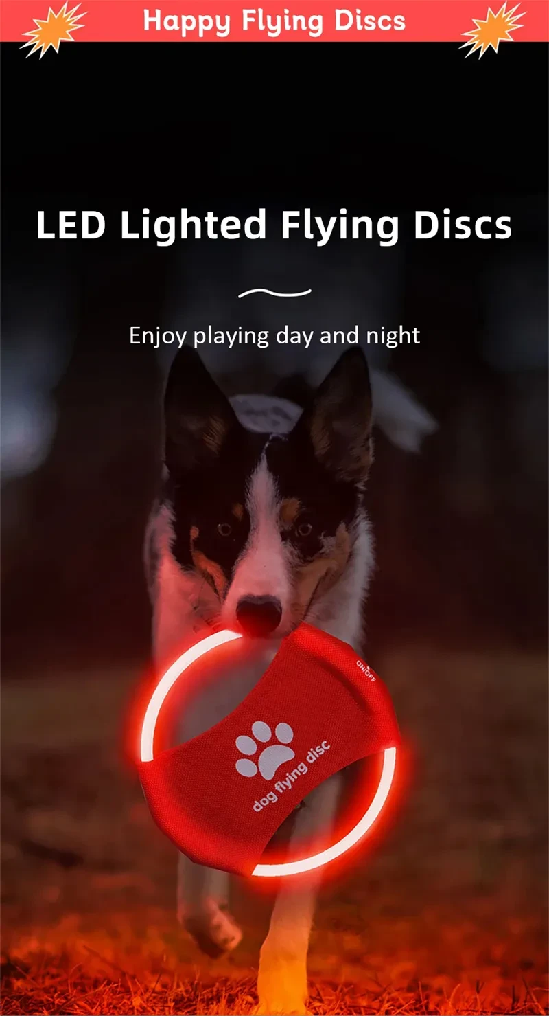 Dog Flying Discs Light Glowing LED LuminousTrainning Interactive Toys Game Flying Discs Dog Toy Pet Dog Accessories Pet Products