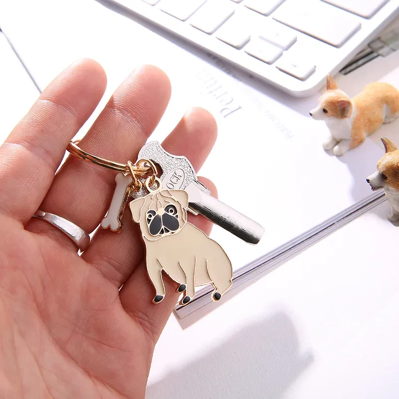 Pug pet keychain
