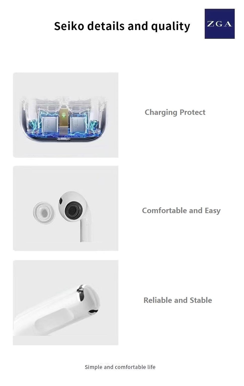 ZGA PODS PRO III Wireless Bluetooth Earbuds