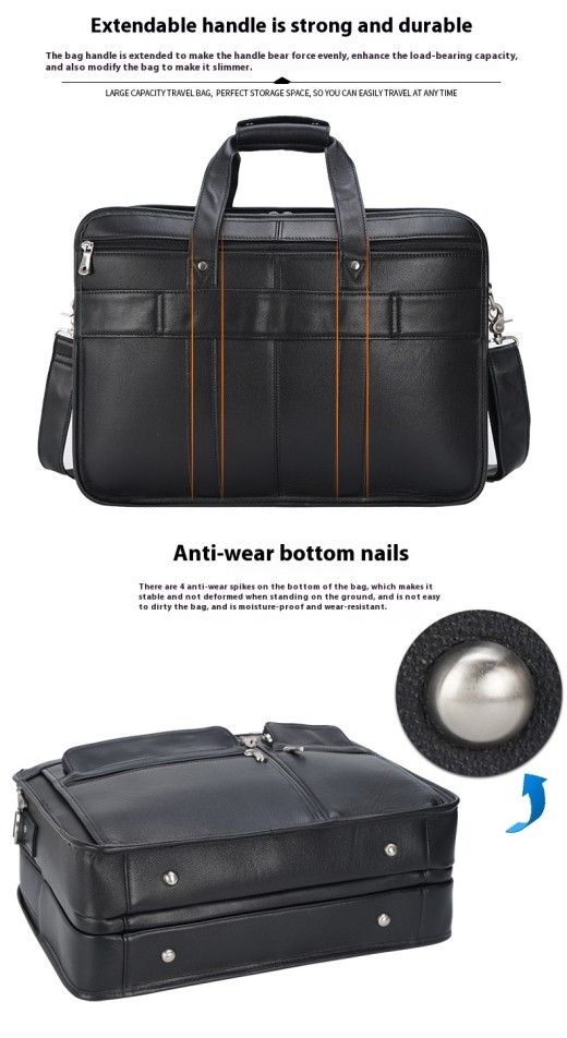 Tiding Leather Leather Business First Layer Cowhide 17-inch Laptop Bag