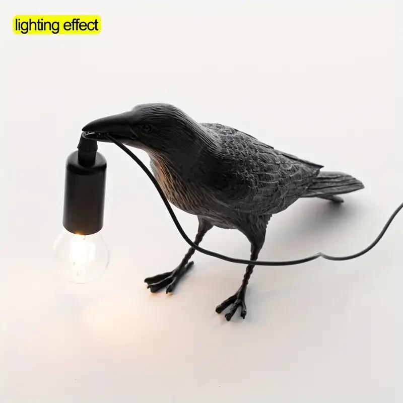 1pc Gothic-style Halloween Party Crow Lamp, Cute Black Crow Table Lamp