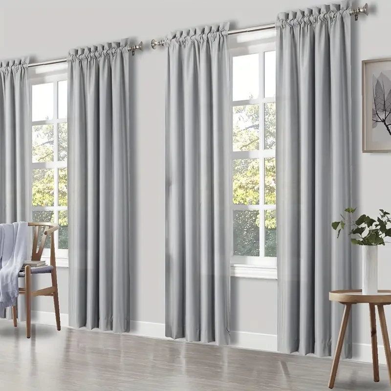 4pcs Set of Solid Color Sheer Curtains
