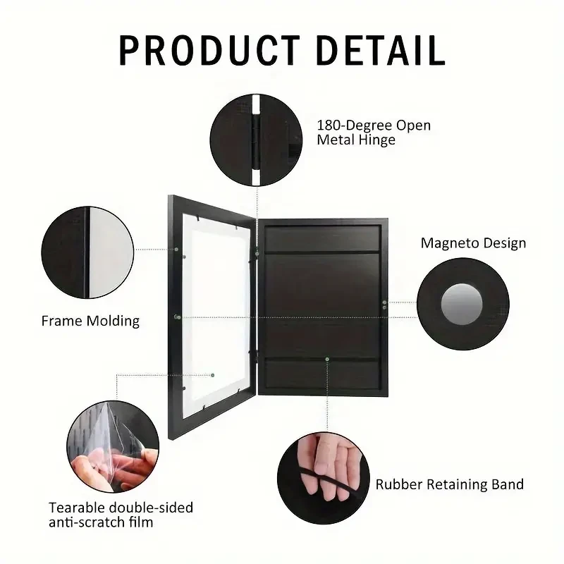 1pc Art Photo Frame - Magnetic Front Open, Easily Changeable Display