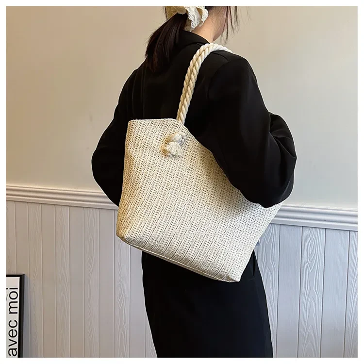 Women's Fashion Straw Large Capacity Shoulder Handbag