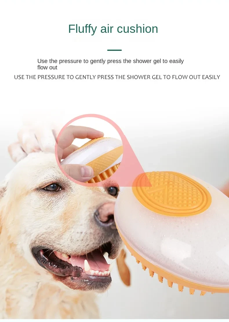 Dog Cat Bath Brush 2-in-1 Pet SPA Massage Comb Soft Silicone Pets Shower Hair Grooming Cmob Dog Cleaning Tool Pet Products