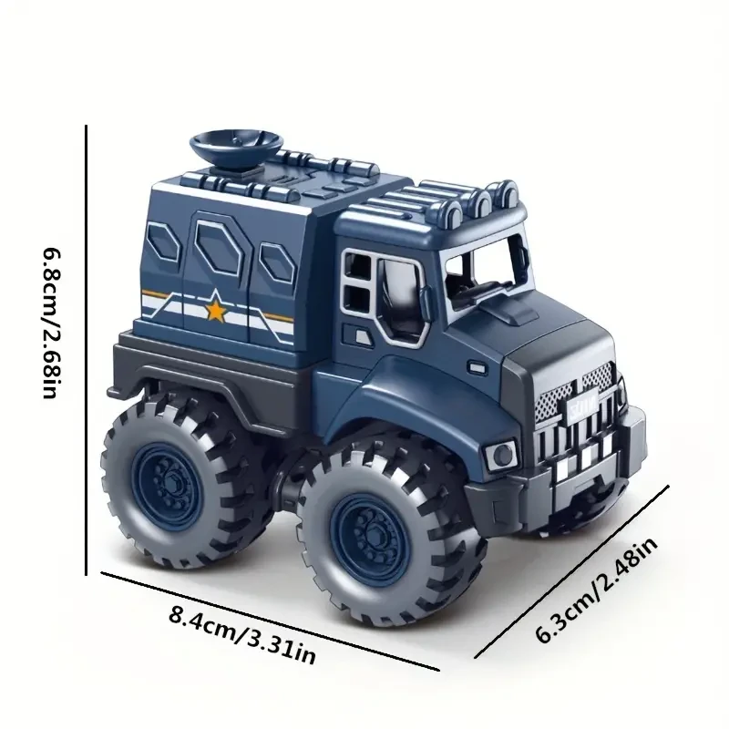 Push-Operated 4-Piece Mini Military Series Armored Vehicles Set with Missile and Rocket Launcher Models for Boys, Suitable for Ages 3-6 Years  Inertia Toy Trucks with No Wireless Features