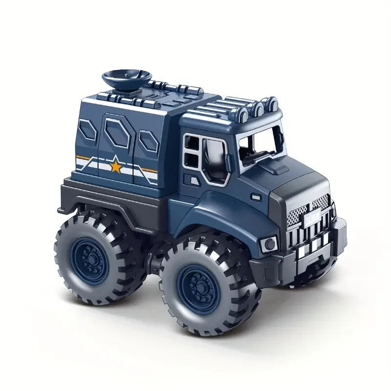 Push-Operated 4-Piece Mini Military Series Armored Vehicles Set with Missile and Rocket Launcher Models for Boys, Suitable for Ages 3-6 Years  Inertia Toy Trucks with No Wireless Features