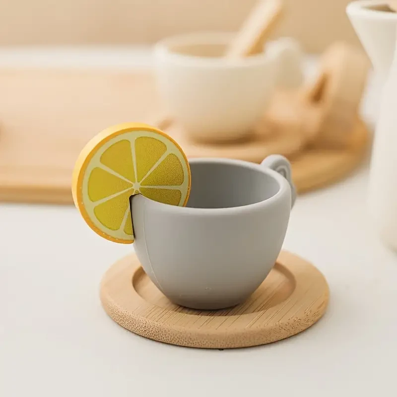 Kids Tea Party Playset for Pretend Play, Early Education Role-Playing Toy, Miniature Silicone Tea Cup and Pot Set for Toddlers, Mixed Color, Parent-Child Interactive Playset