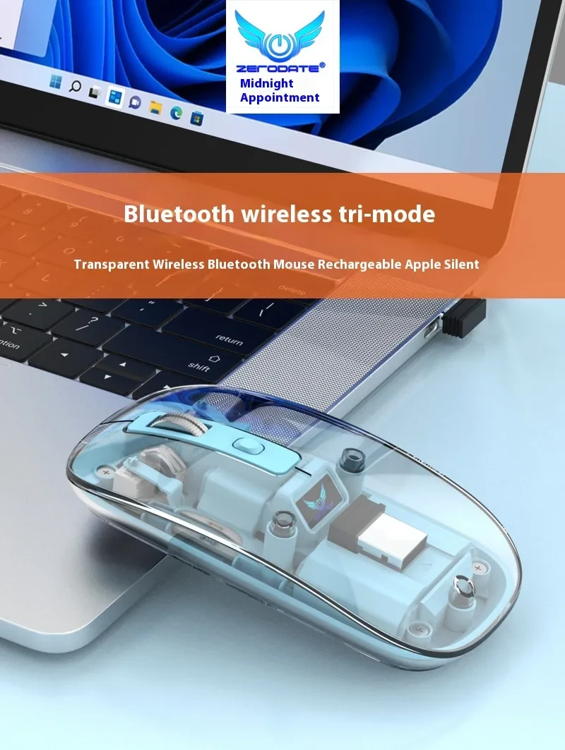 Transparent Magnetic Three-mode Wireless Bluetooth-compatible Mouse