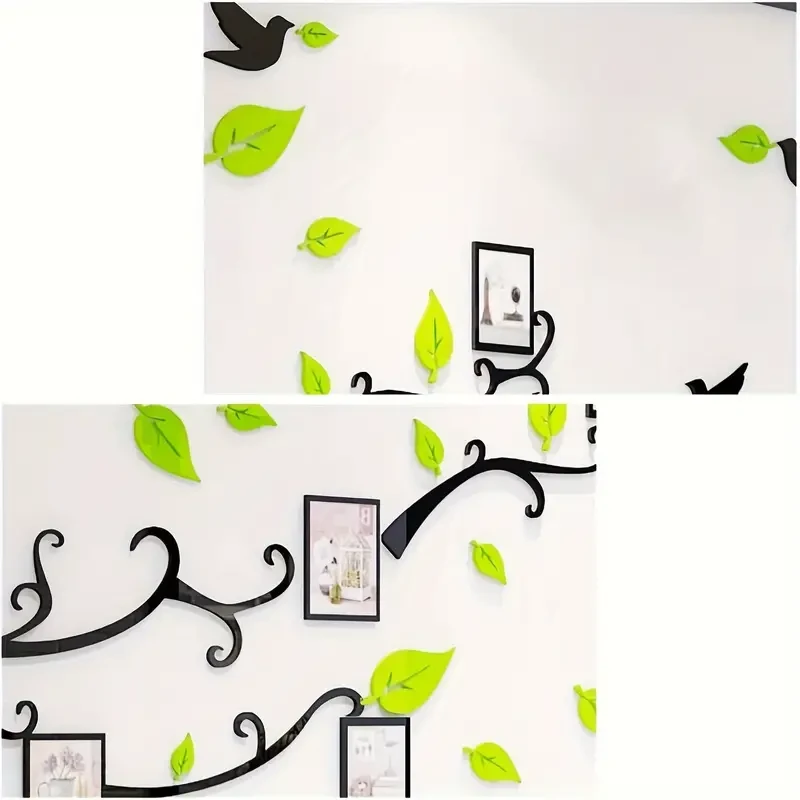 DIY 3D Tree Wall Decal with Photo Frames - Pastel Green Family Mural