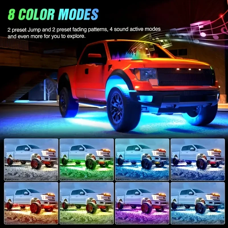 Vibrant Undercar LED Strip Lights - App-Controlled, 16 Million Colors