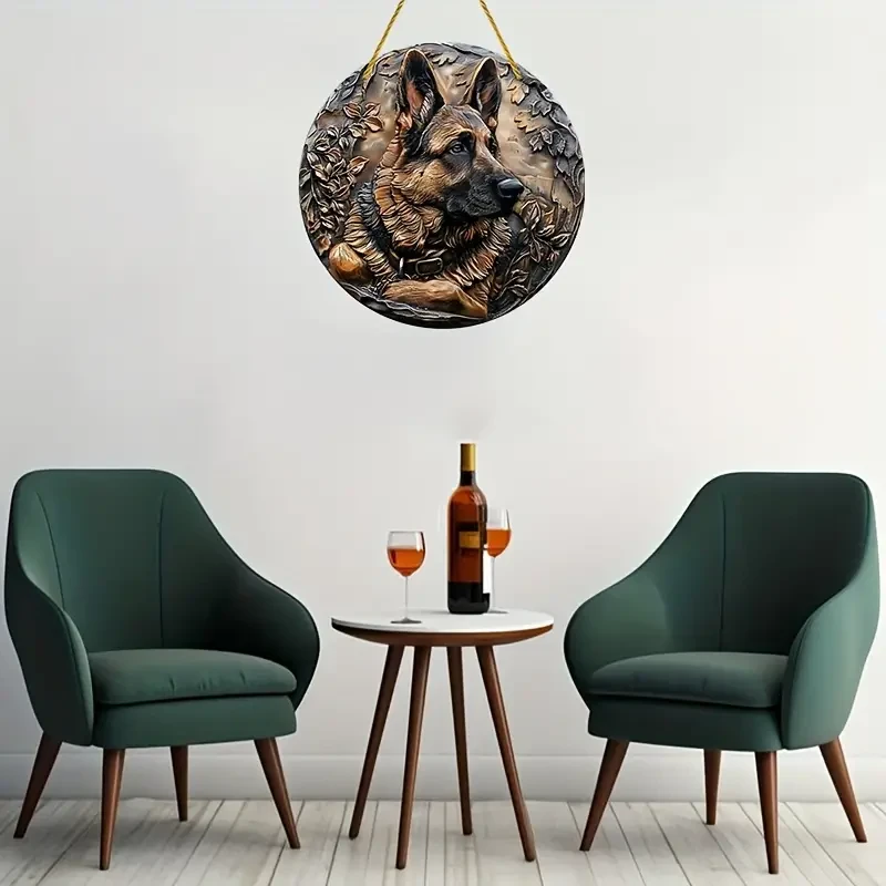 Contemporary German Shepherd Decorative Metal Aluminum Sign