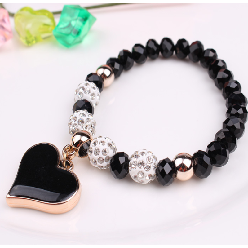 Elastic Crystal Heart Bracelet