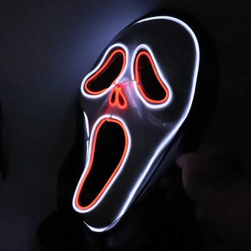 Halloween Scary Skull LED Glowing Screaming Mask