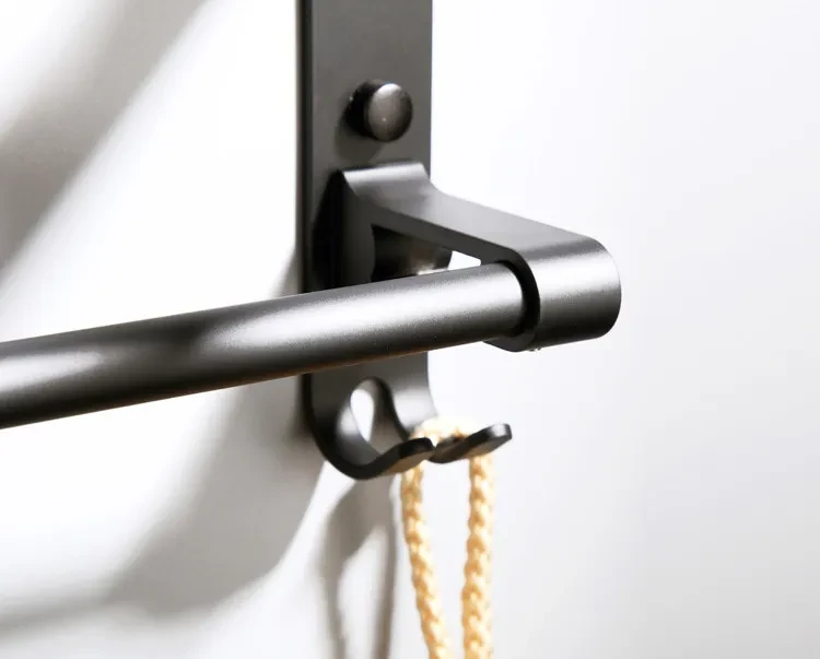 Bathroom Wall-mounted Matt Black Space Aluminum Bath Towel Rack