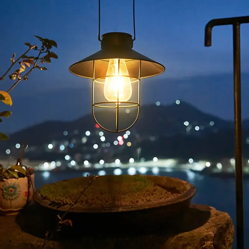 1pc Vintage Solar LED Hanging Lantern