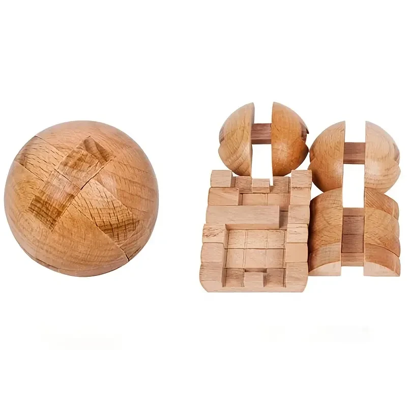 Wooden Magic Ball Puzzle  Brain Teaser Toy & Intelligence Game