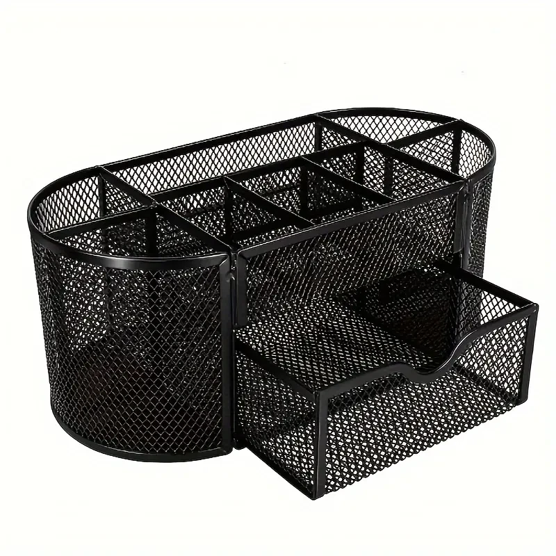 Pen Holder Mesh Desk Tidy  Desktop Stationery Organizer with Drawer