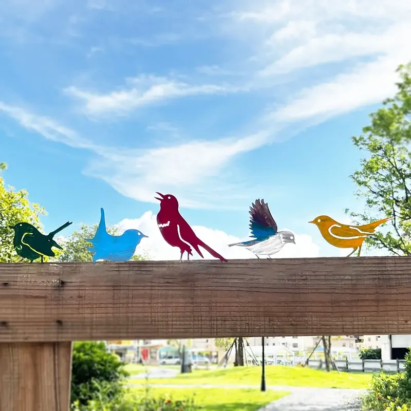 5pcs Rusty Metal Birds Set  Outdoor Garden & Yard Decor