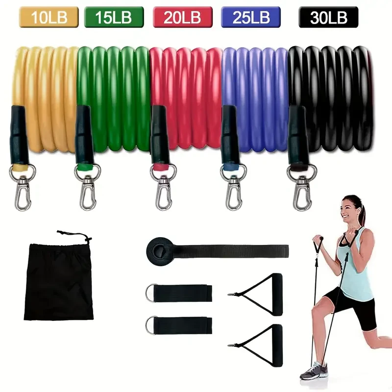 5 Color Resistance Bands Set For Home Workouts, Elastic Bands For Legs, Ankle, And Butt, Durable And Stackable