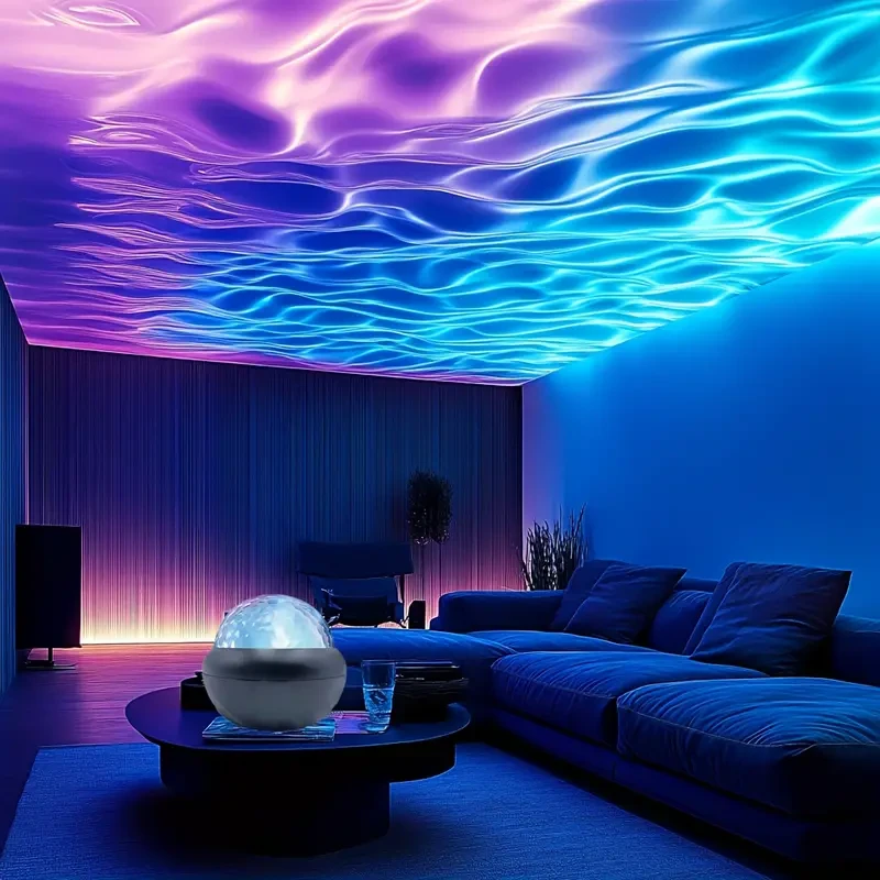 Black LED Water Ripple Projector  Multi-Color USB Crystal Ball Night Light