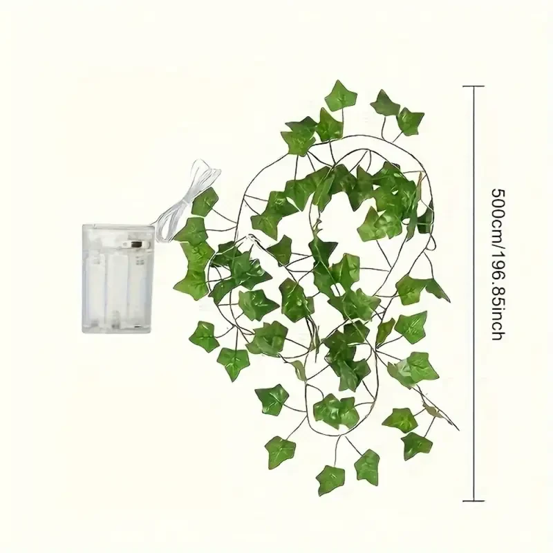 5.0m Artificial Ivy Leaf Plants with LED String Lights  Green Vine Garland