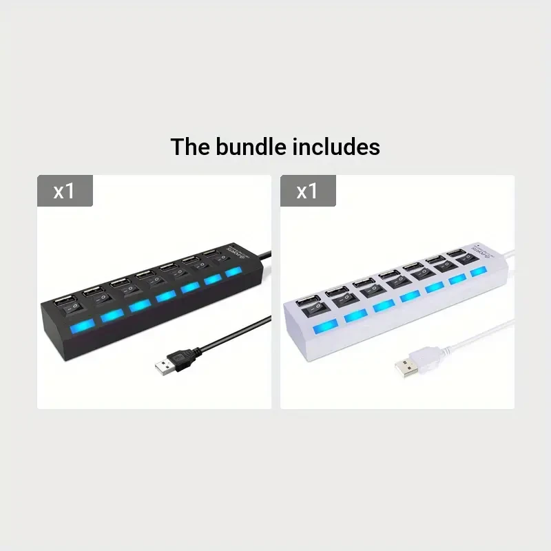 7 Ports LED USB 2.0 Adapter Hub