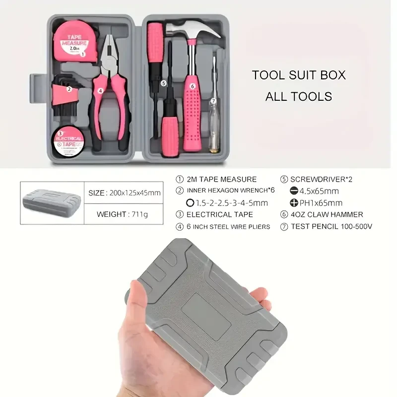 24-Piece Essential Household Hand Tool Kit  DIY & Repair Set with Storage Case