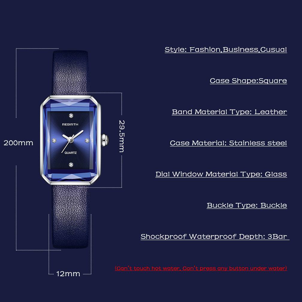 Square Diamond Belt Fashion Artistic Exquisite Quartz Watch