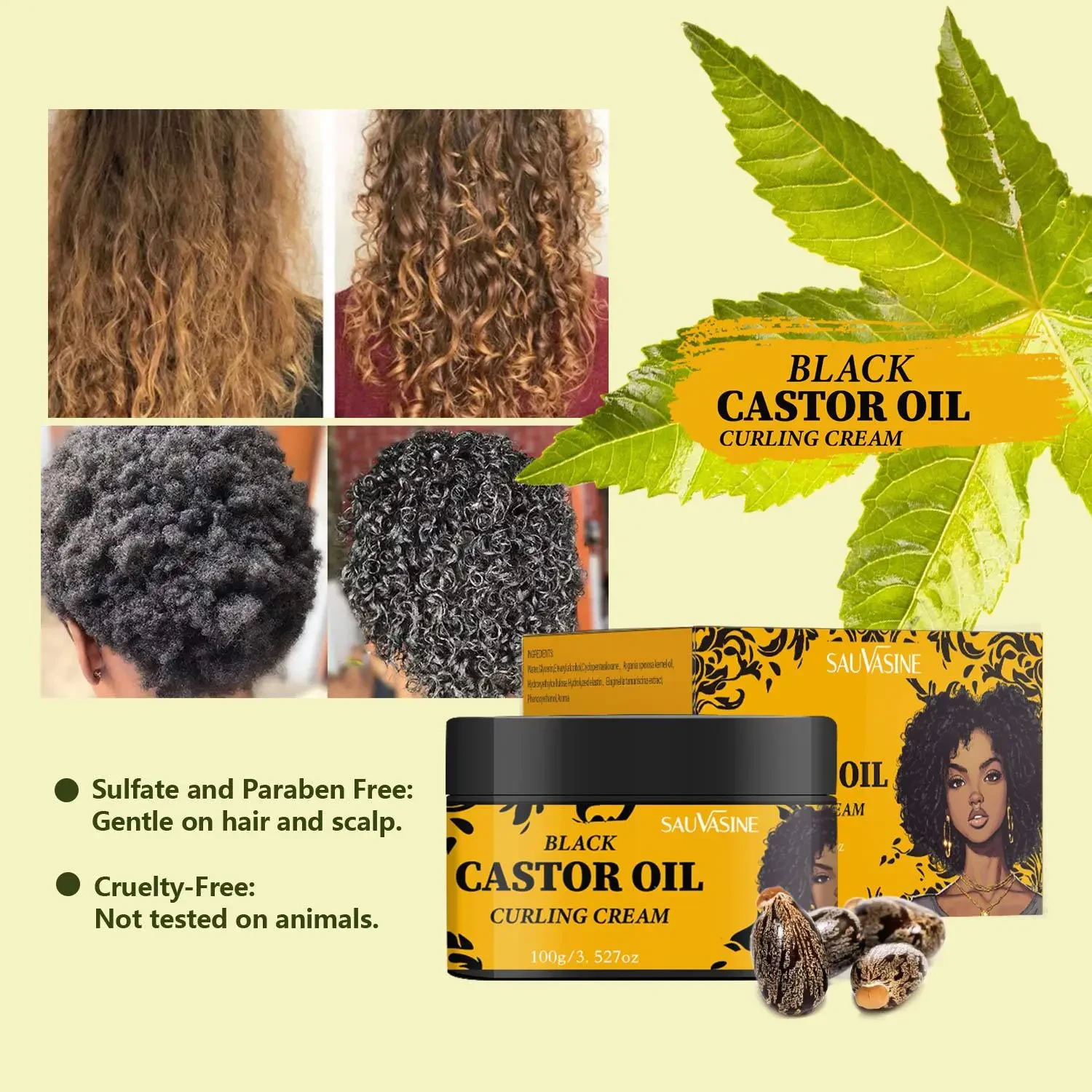 Black Castor Oil Curly Hair Cream Care